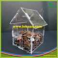 Wholesale Clear Acrylic House Shaped Donation Box with Lock